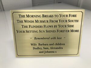 Brass Memorial Plaque black on brass