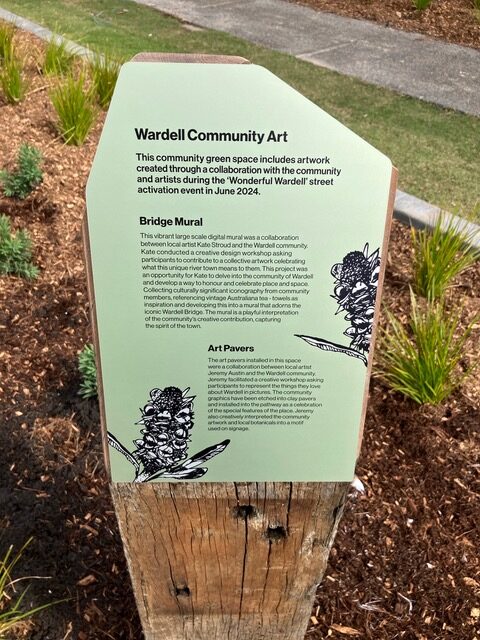 photo anodised aluminium sign on hardwood timber